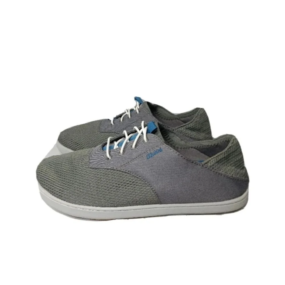 OLUKAI Nohea Moku No Tie Boat Shoes Men's Size 8 Gray~Green Retail $99